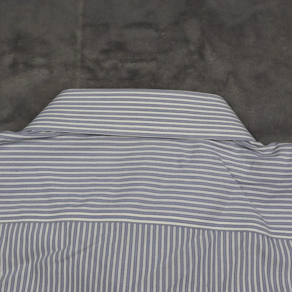 Banana Republic Shirt Mens XL 17 17.5 Blue Plaid Slim Fit Button Up Dress